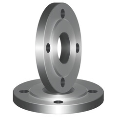 Steel flange. Slip on flange. Machine parts. 3D rendering