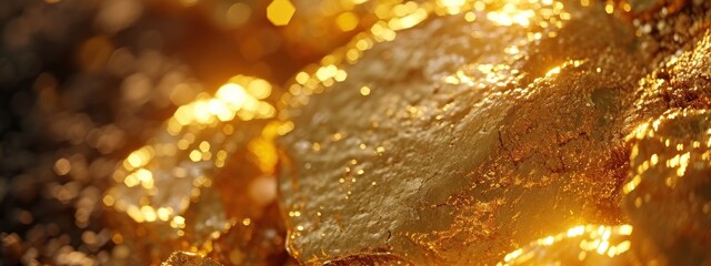 Closeup of big gold nugget - obrazy, fototapety, plakaty