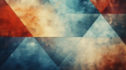 Abstract vintage background illustration of colorful geometry shapes in grunge color texture,...