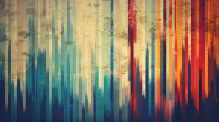 Abstract vintage background illustration of colorful geometry shapes in grunge color texture, Generative AI