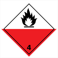 ghs hazardous, transport icon, warning symbol ghs - sga safety sign, pictogram, substances liable to spontaneous combustion