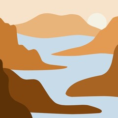 Beach landscape  sunset illustration suitable for wallpaper or background