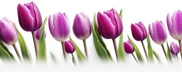 Purple tulips on a white background