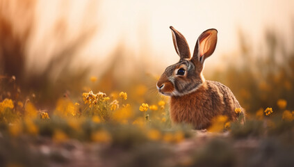 Bunny in wildflowers