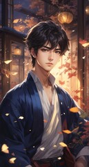 Obraz premium Illustration of Japanese boy anime style, Generative AI