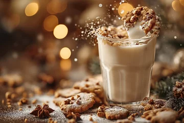 Foto op Plexiglas Cookies dunked dramatically milkshake © Visualsan