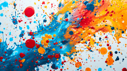 Abstract colorful spots and splashes on white background. generative ai