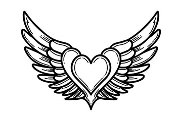 Sketch angel wings. Angel feather wing. Vector illustration.