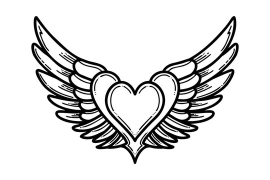 Sketch angel wings. Angel feather wing. Vector illustration.