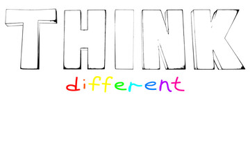 Think different, think outside box, stand out from crowd, outstanding concept, creative idea design, motivation quote, inspiration text banner, imagination poster, personal individuality, mind freedom
