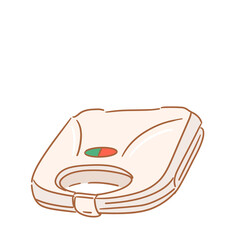 cookware_electric kitchen_color_closed sandwich maker in doodle style