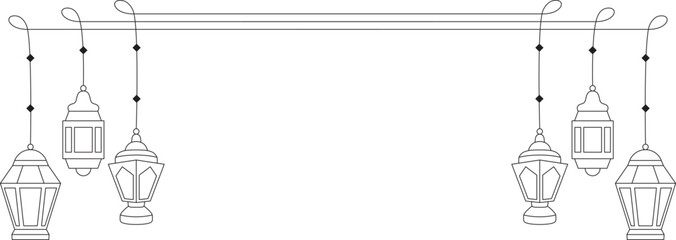 Islamic lantern, Ramadan Kareem line art vector. EPS 10