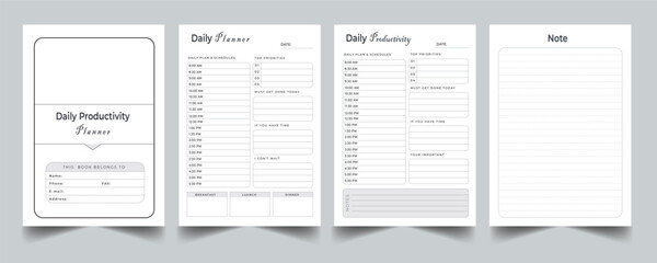 Editable Daily Productivity Planner Kdp Interior printable template Design.