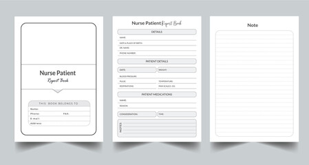 Editable Nurse Patient Report Book Planner Kdp Interior printable template Design.