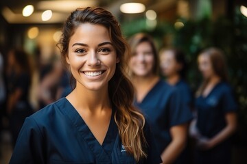 Confident female healthcare professional smiling at the camera