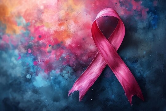 Elevate cancer awareness with this ethereal watercolor-style image featuring a pink ribbon&mdash;a poignant symbol of hope, support, and solidarity in the fight against cancer