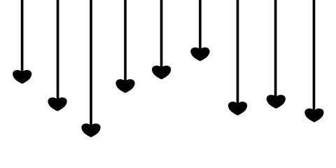 illustration of hearts silhouettes hanging
