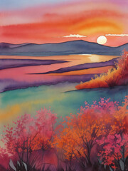 sunset in the mountains