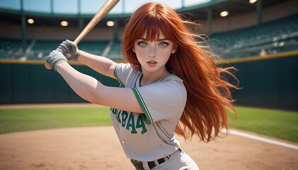 girl playing baseball