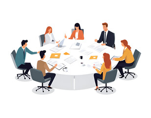Corporate business team having a meeting ilustration