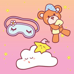 Obraz na płótnie Canvas Cute Sweet Dream Lullaby sleepy vector art. Cartoon character for kids design illustration