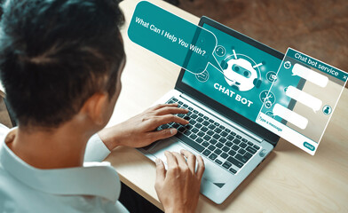 AI Chatbot smart digital customer service application concept. Computer or mobile device...
