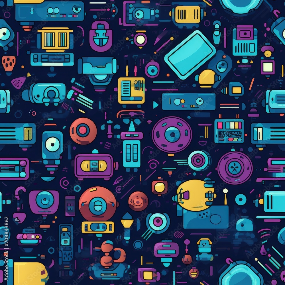 Poster technology gadgets futuristic concepts seamless pattern