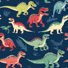 Dinosaurs t rex seamless pattern