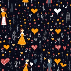 Love romance affectionate gestures seamless pattern