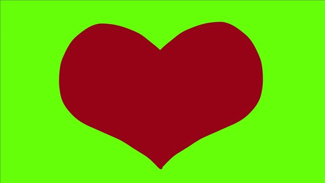 Green screen animation of red love animation. Perfect for element footage, love and affection theme film video