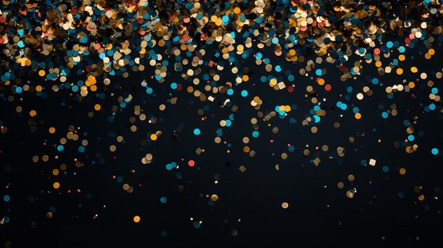 Confetti falling across a dark backdrop in an image, Generative AI.