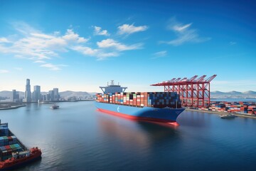 Naklejka premium cargo ships at a port