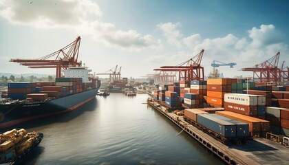 cargo ships at a port