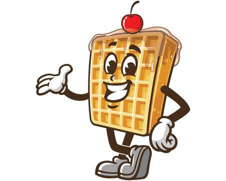 recommend clip art: Waffle with relax pose cartoon mascot illustration character vector clip art hand drawn