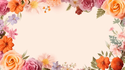 Obraz na płótnie Canvas Empty floral frame with copy space for greeting card or invitation design