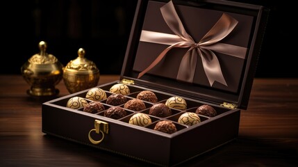 Savoring Chocolate Balls from an Elegant Luxury Box Set - Ideal Gift Presentation