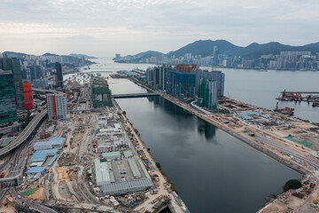 2024 Jan 14,Hong Kong.Aerial view of development of Kai Tak Airport, Kowloon city, Hong Kong
