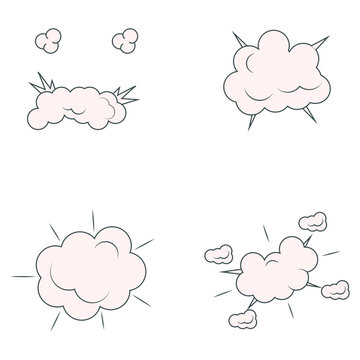 Comics Explosion Clouds On White Background. Pop Art Style. Isolated Vector