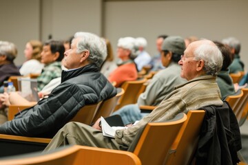 Fototapeta na wymiar Elderly people attend lectures. 