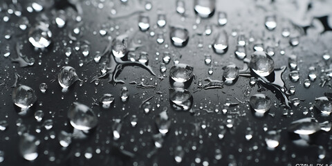 Graceful Water Drops.HD Rain on Grey Background