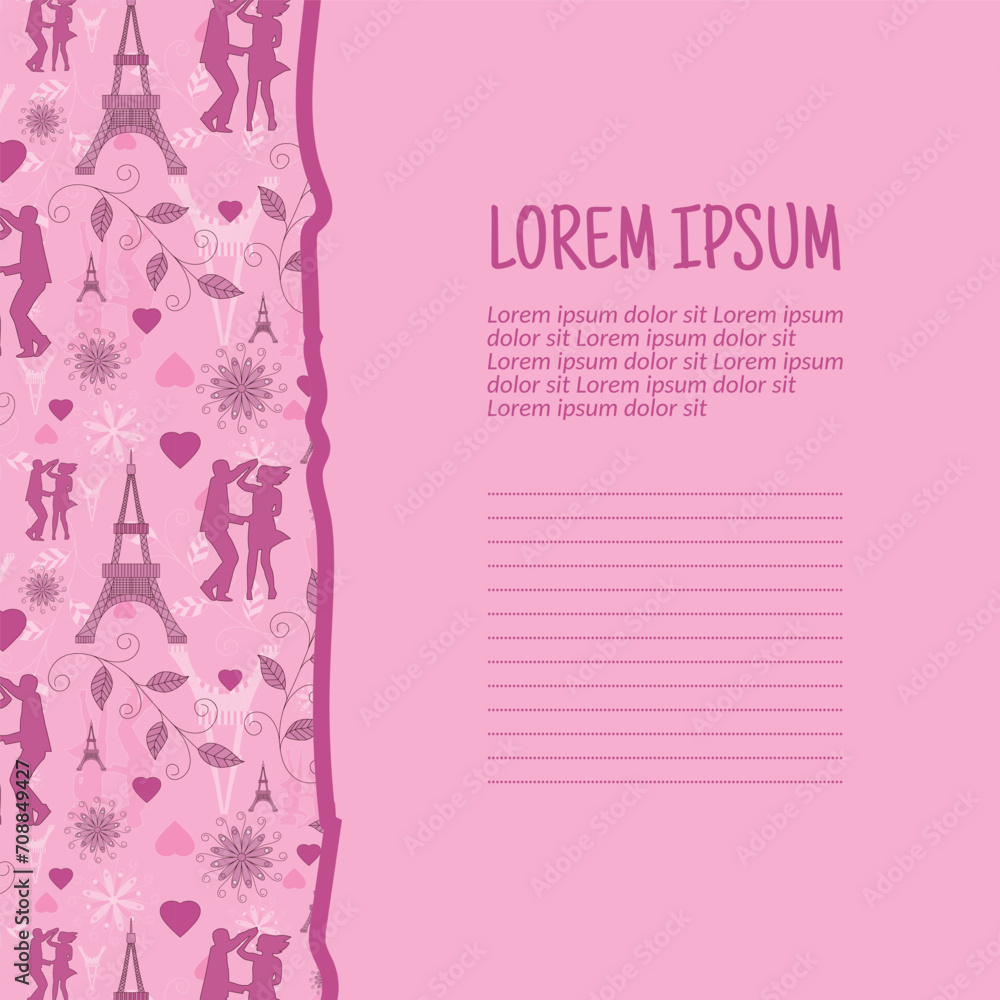 Poster vector colorful valentine's day with a seamless pattern background. vector illustration background.