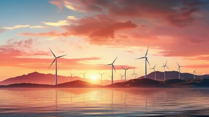 renewable energy round background illustration fossil electricity, solar wind, biomass hydro renewable energy round background