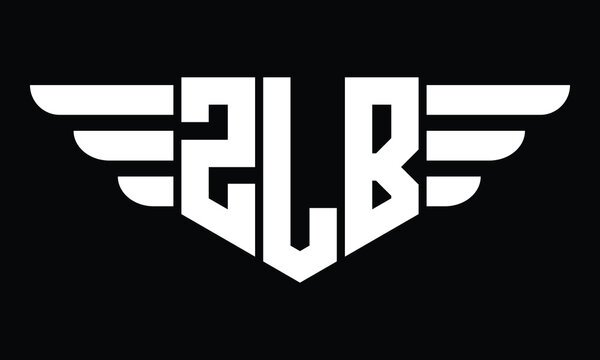 ZLB three letter logo, creative wings shape logo design vector template. letter mark, word mark, monogram symbol on black & white.	