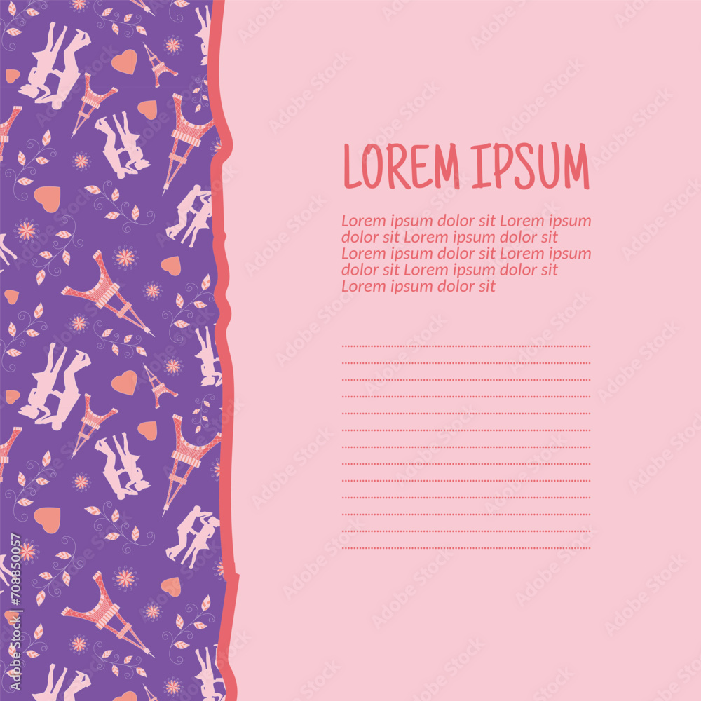 Poster vector colorful valentine's day with a seamless pattern background. vector illustration background.