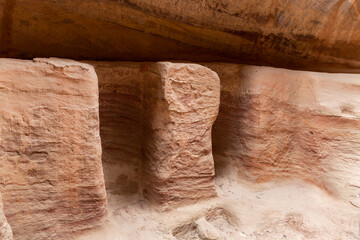 Nabatean wedding altar at Al Siq gorge in the Nabataean kingdom of Petra in the city of Wadi Musa...
