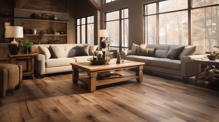 a the rustic charm of hickory wood, known for its strength and unique color variations, creating an image that exudes authenticity and rugged beauty.