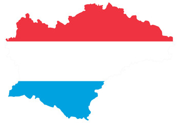 Luxembourg flag on map on transparent  background vector illustration.