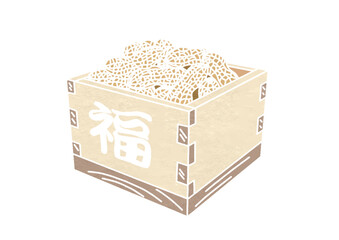 節分の落花生のイラスト（版画風）