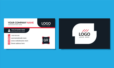 Minimal new business card print template Visiting Card design. Black And Red color and simple clean layout. colourful  Vactor design 54.50.24.14