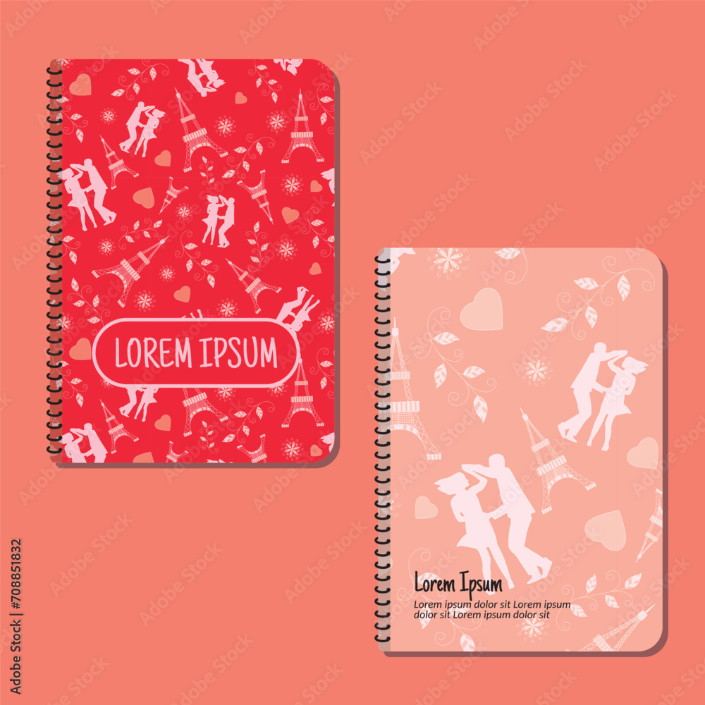 Poster cover page templates. valentine's day pattern layouts. applicable for notebooks and journals, planne